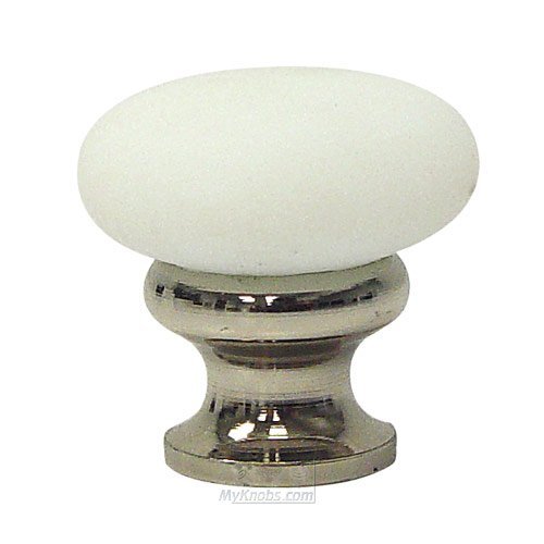 1 1/4" (32mm) Mushroom Glass Knob in Frosted White/Polished Nickel