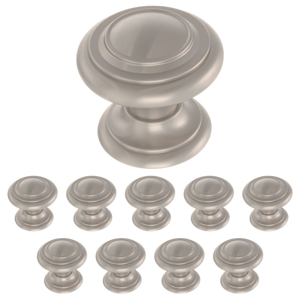 1-1/8" (29mm) Double Ringed Knob (10 Pack) in Satin Nickel