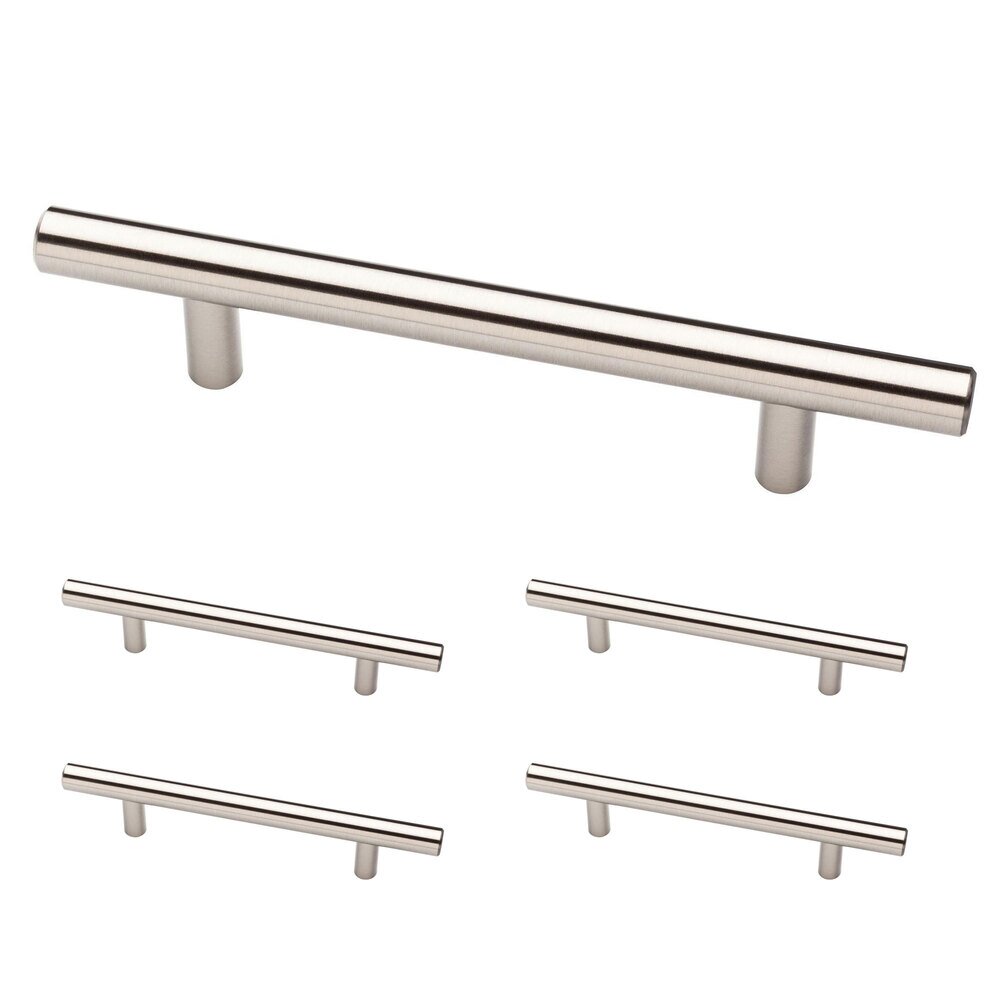 (5 Pack) 5 1/16" (128mm) Centers Steel Bar Pull in Stainless Steel Antimicrobial