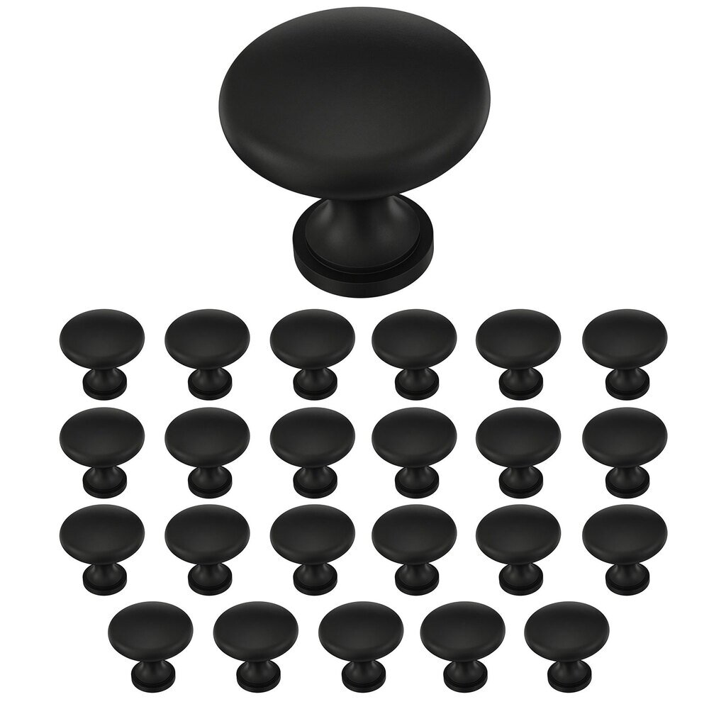 1-3/16" (30mm) Round Cabinet Knob (24 Pack) in Matte Black