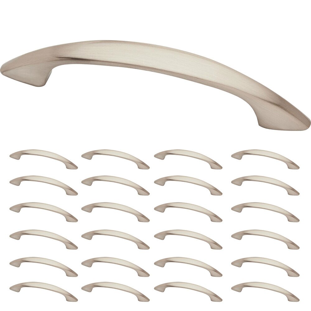 (25 Pack) 3" (76mm) Centers Modern Curve Pull in Satin Nickel