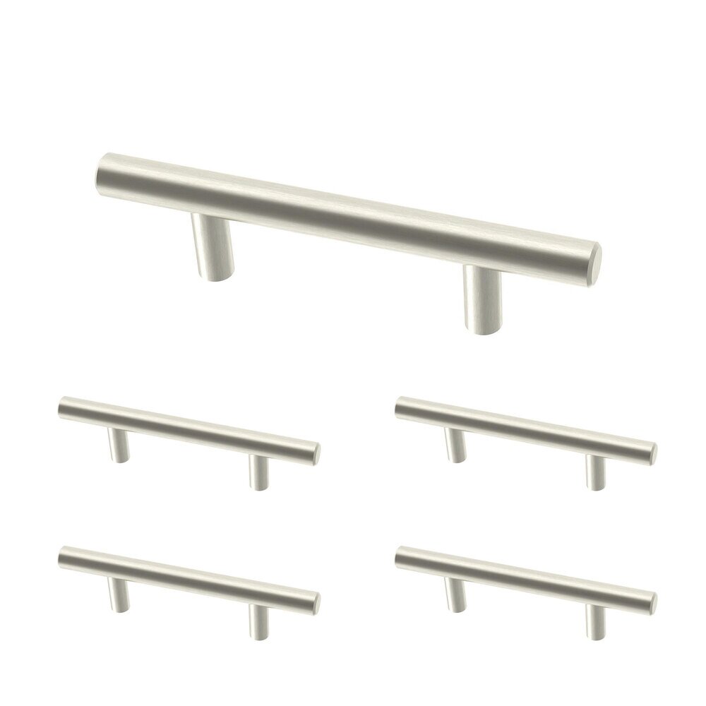 (5 Pack) 3" (76mm) Centers Steel Bar Pull in Stainless Steel Antimicrobial