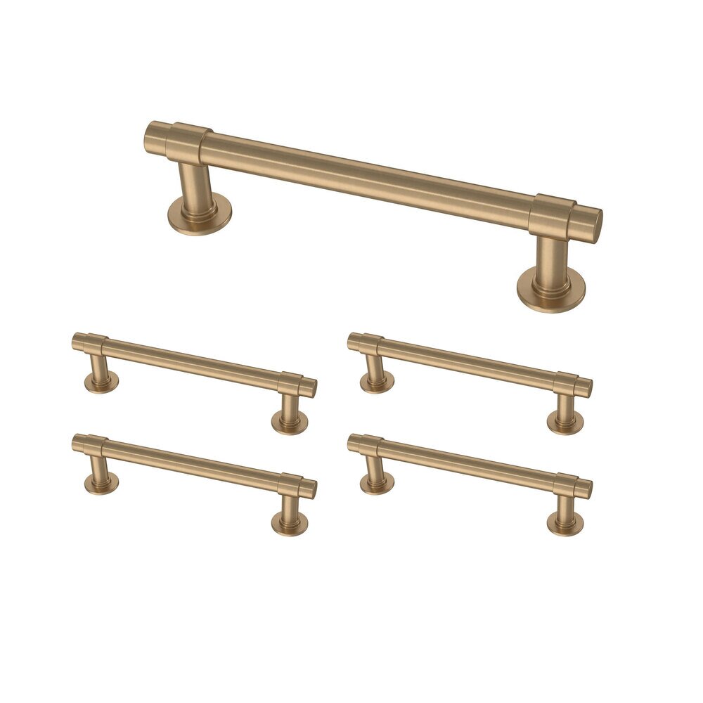 (5 Pack) 4" (102mm) Centers Francisco Pull in Champagne Bronze Antimicrobial