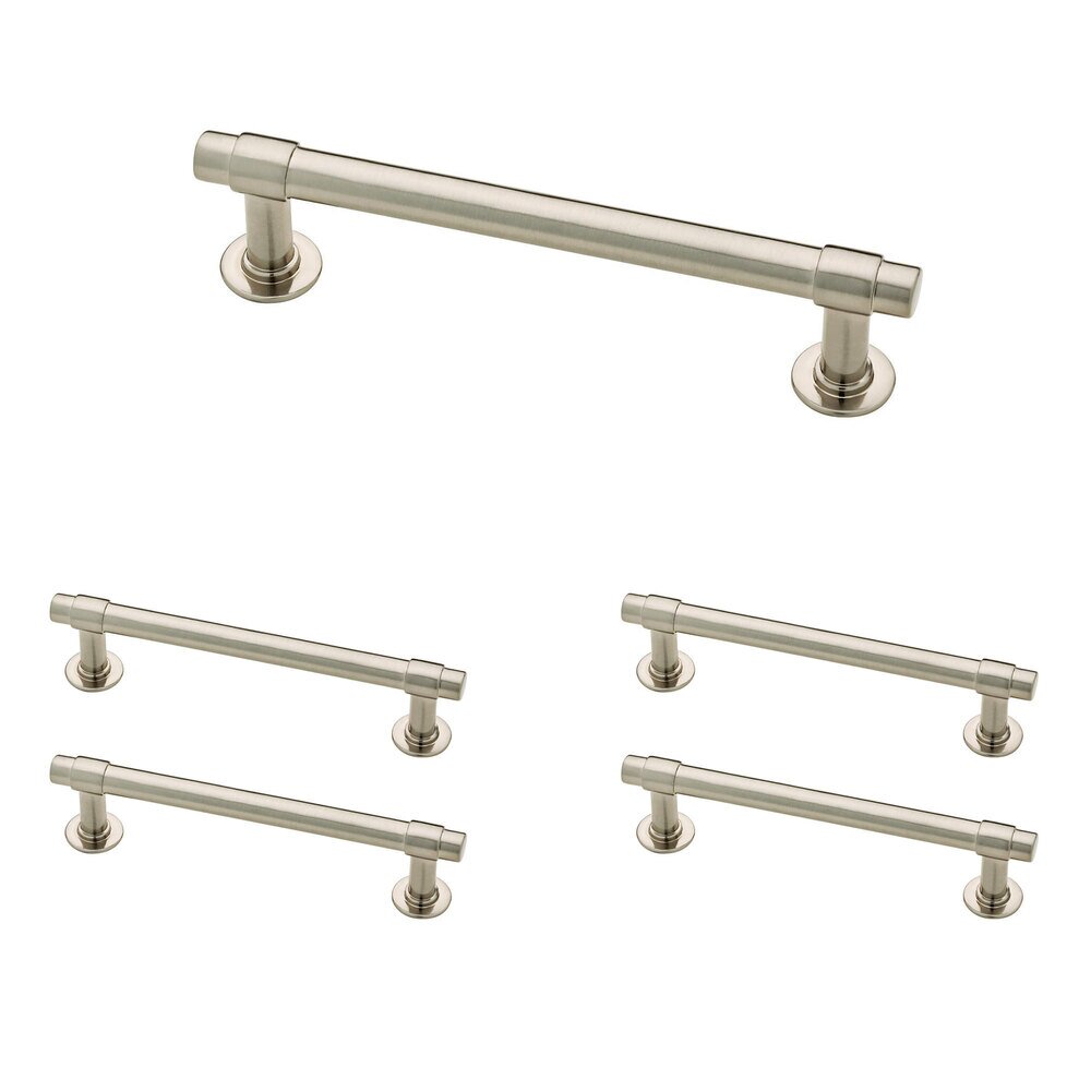 (5 Pack) 4" (102mm) Centers Francisco Pull in Satin Nickel Antimicrobial