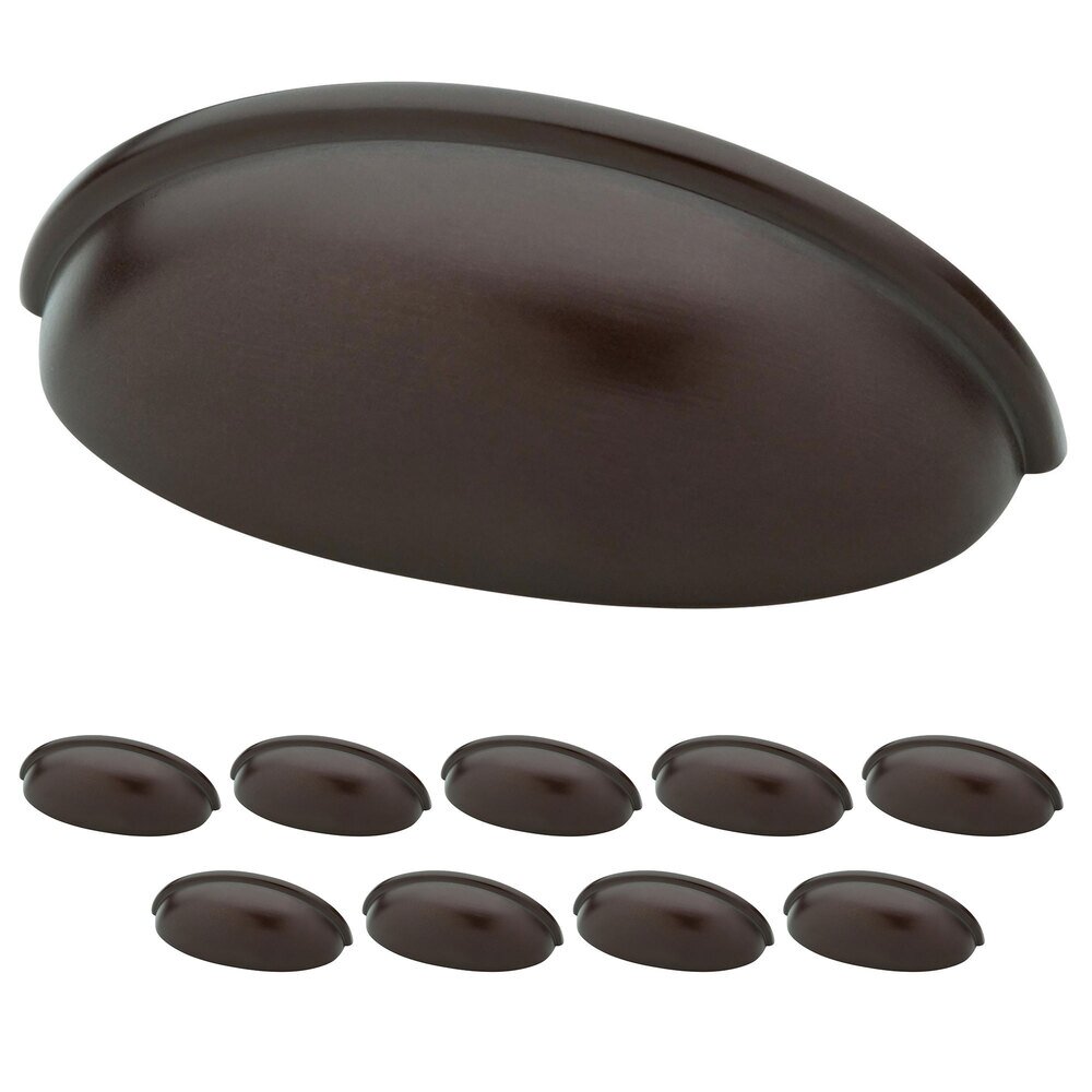 (10 Pack) 3" (76mm) Centers Contemporary Cup Pull in Dark Oil Rubbed Bronze