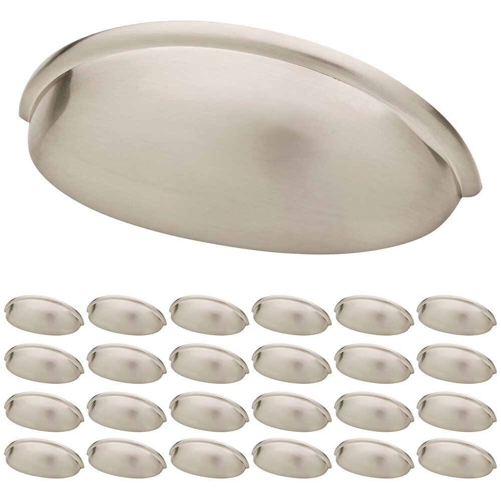 (25 Pack) 3" (76mm) Centers Contemporary Cup Pull in Satin Nickel