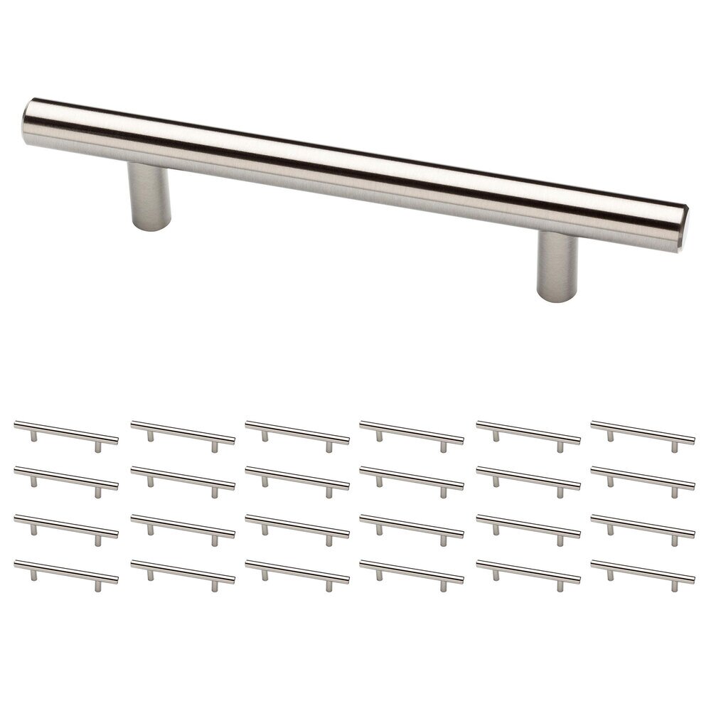 (25 Pack) 4" (102 mm) Centers Steel Bar Pull in Stainless Steel