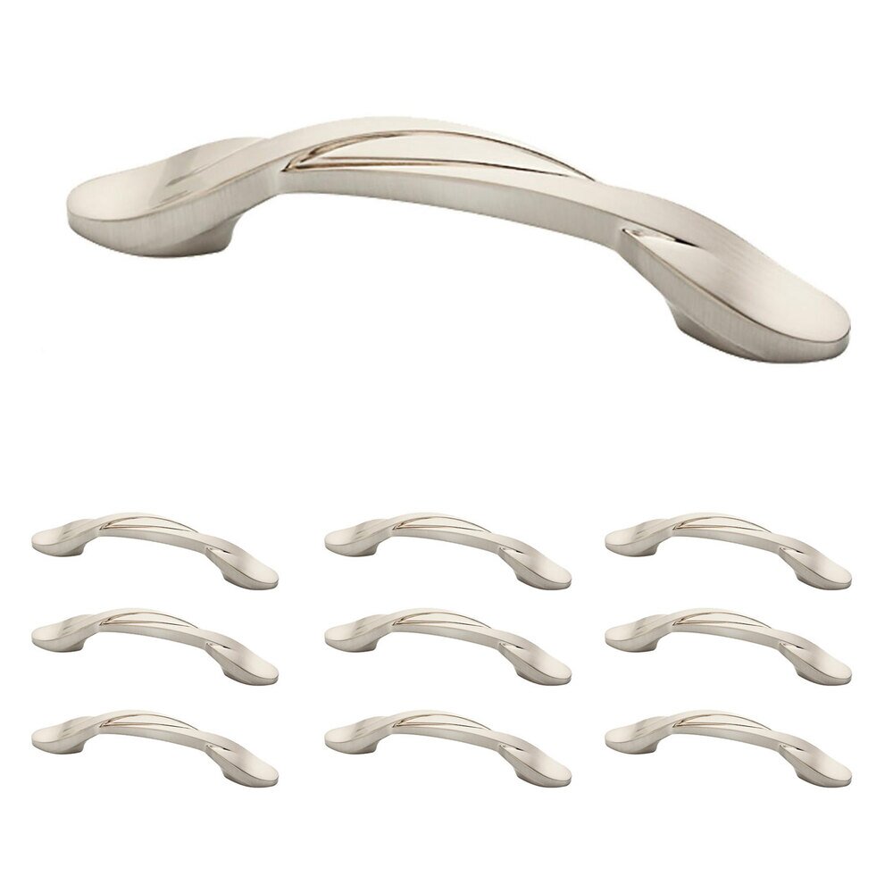 (10 Pack) 3" (76mm) Centers Twisted Arch Pull in Satin Nickel
