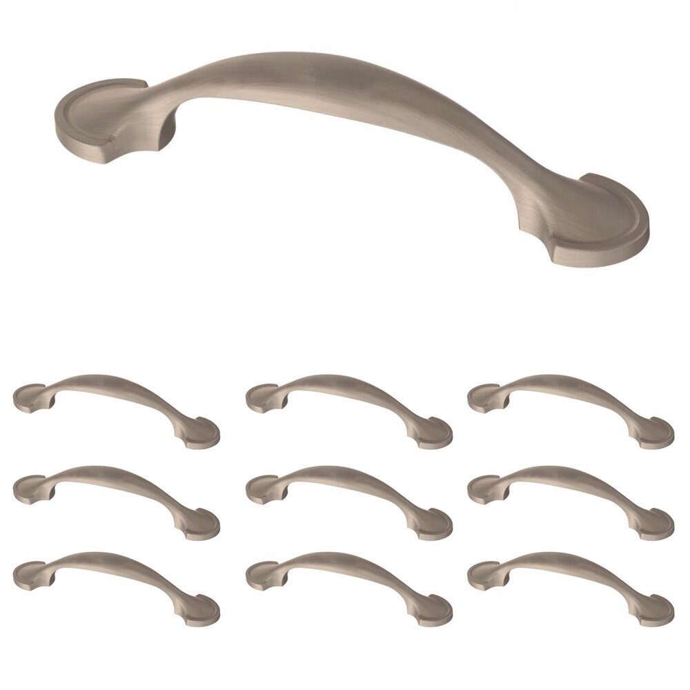 (10 Pack) 3" (76mm) Centers Half Round Spoon Foot Pull in Satin Nickel