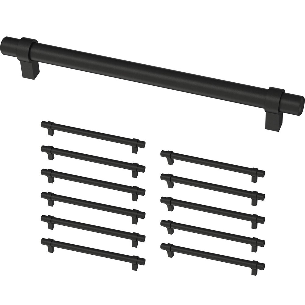 (12 Pack) 7 9/16" (192mm) Centers Wrapped Bar Drawer Pull in Matte Black