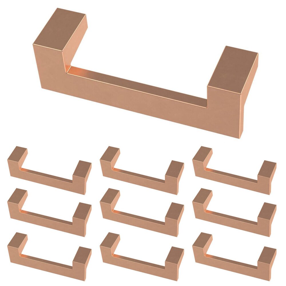 (10 Pack) 3" (76mm) Centers Mirrored Pull in Brushed Copper