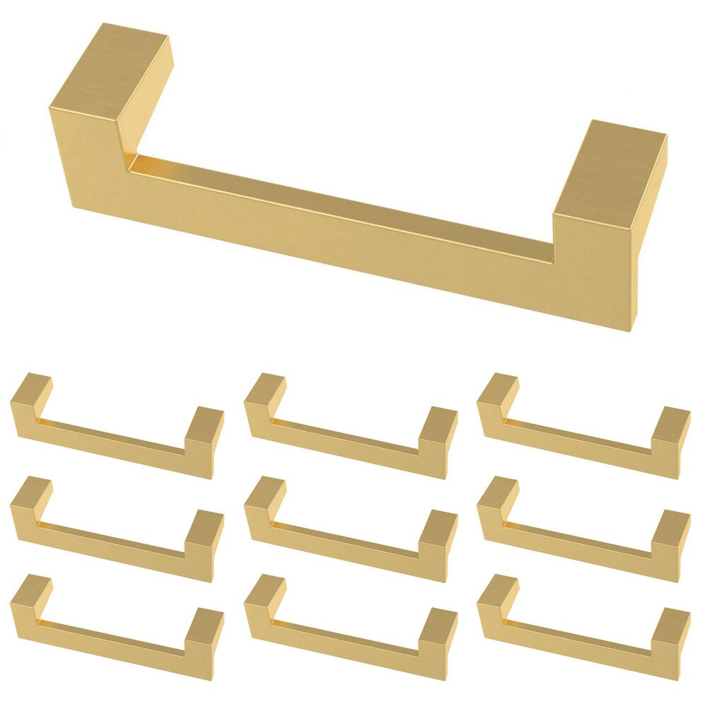 (10 Pack) 3 3/4" (96mm) Centers Mirrored Pull in Brushed Brass