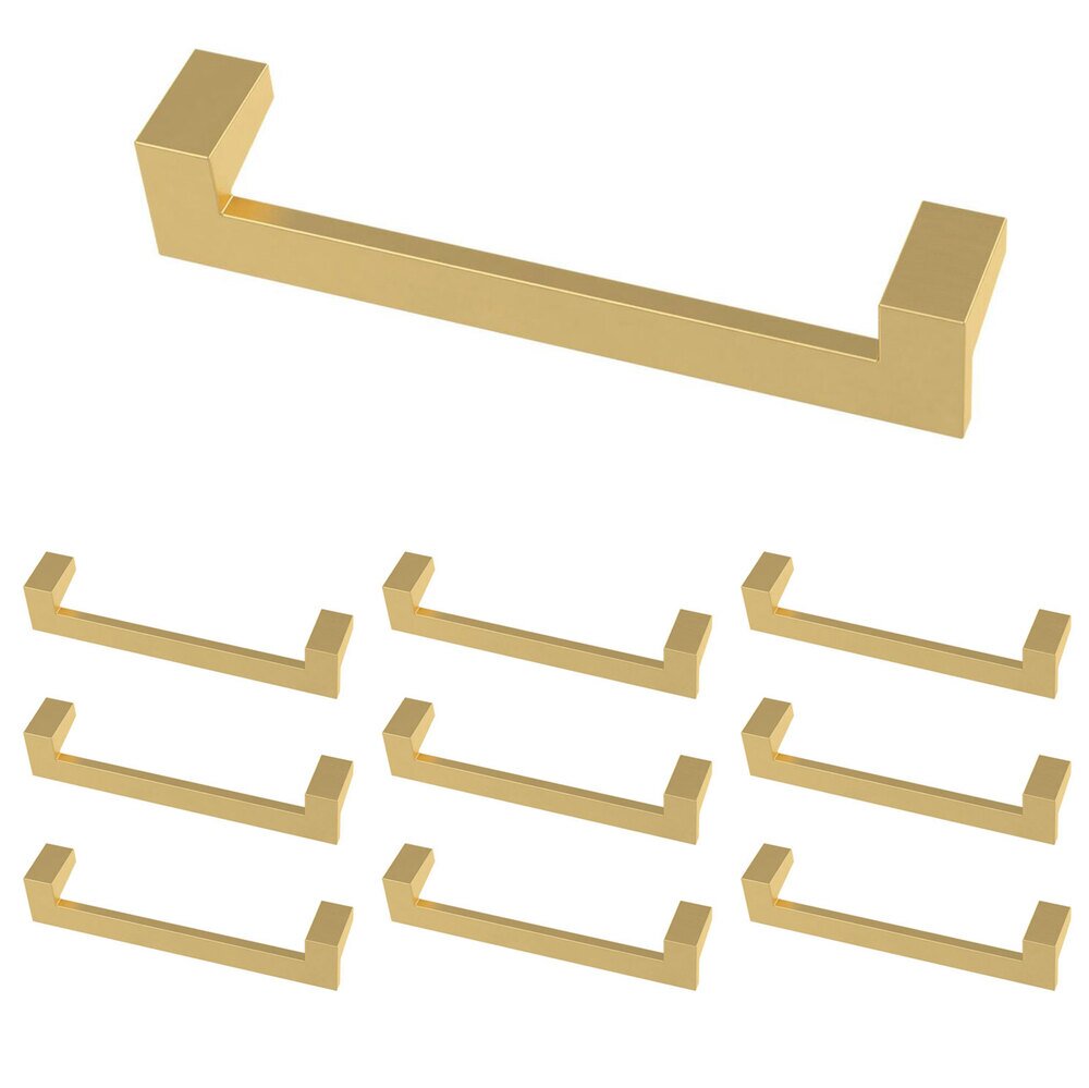 (10 Pack) 5 1/16" (128mm) Centers Mirrored Pull in Brushed Brass