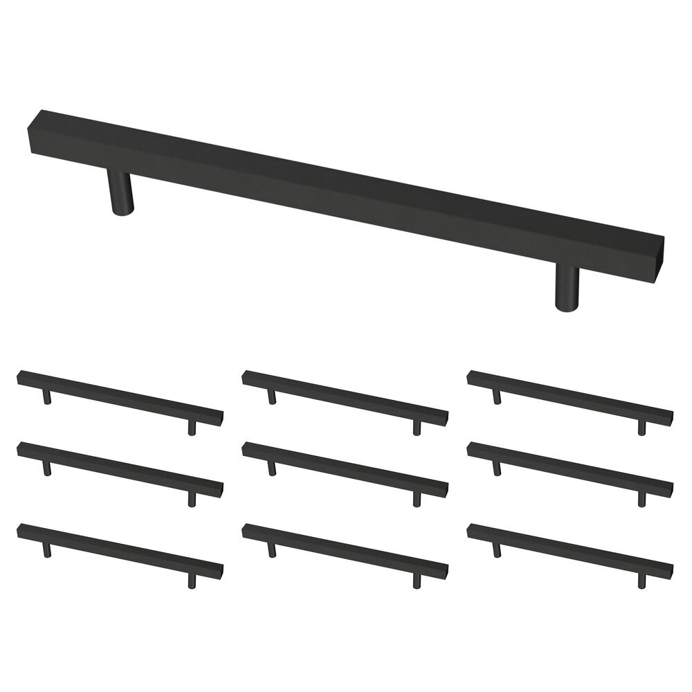 (10 Pack) 6 5/16" (160mm) Centers Simple Square Bar Pull in Matte Black