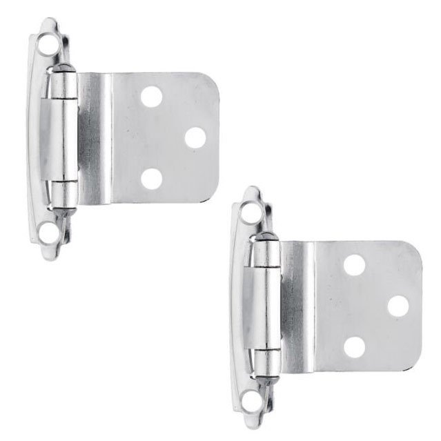 3/8 Inset Self-Closing Overly Hinge, 2 per pkg in Polished Chrome