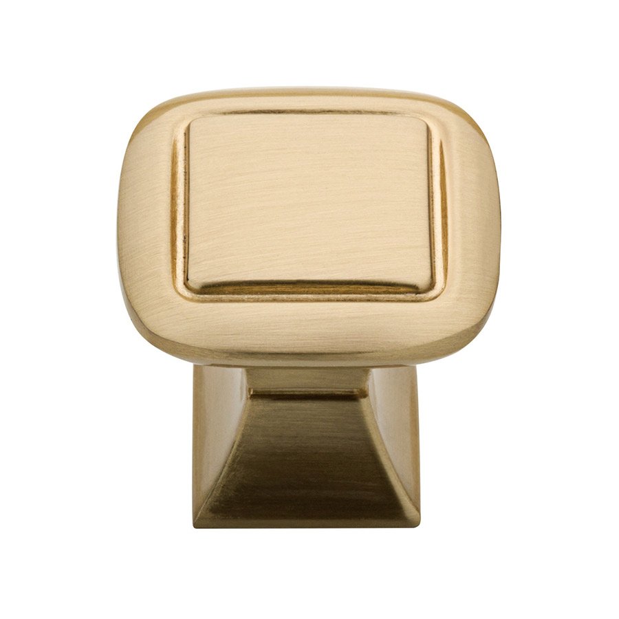 1 1/4" Square Knob with Square Base in Soft Brass