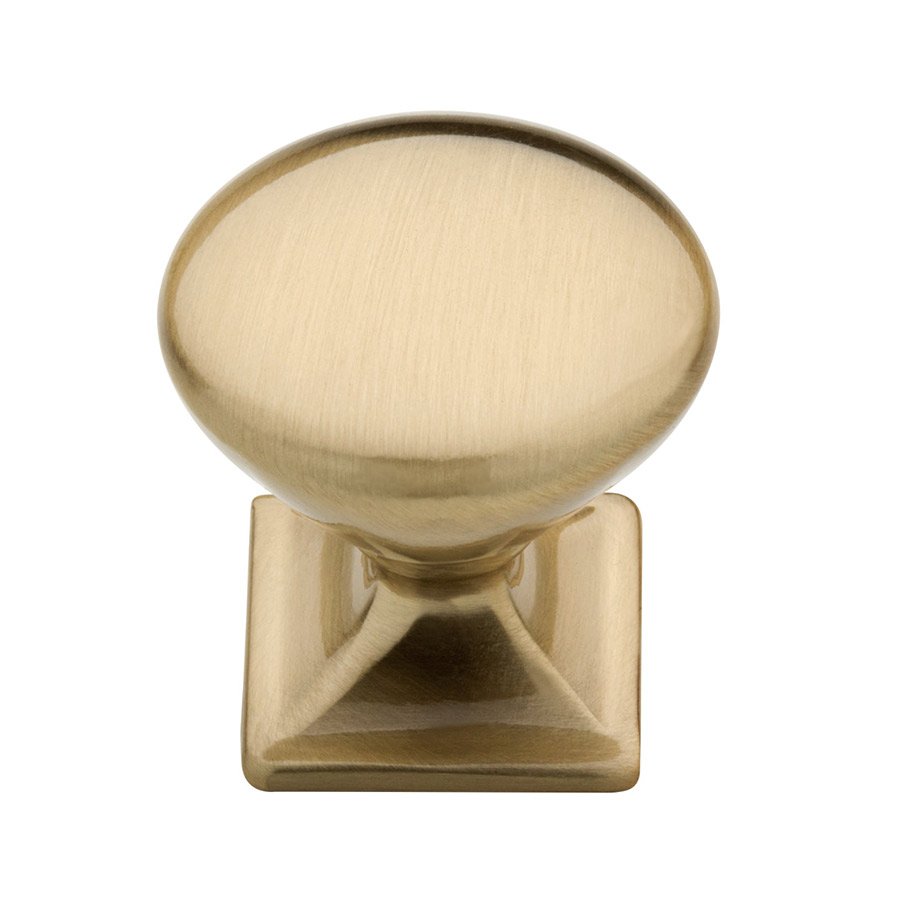 1 1/4" Round Knob with Square Base  in Soft Brass
