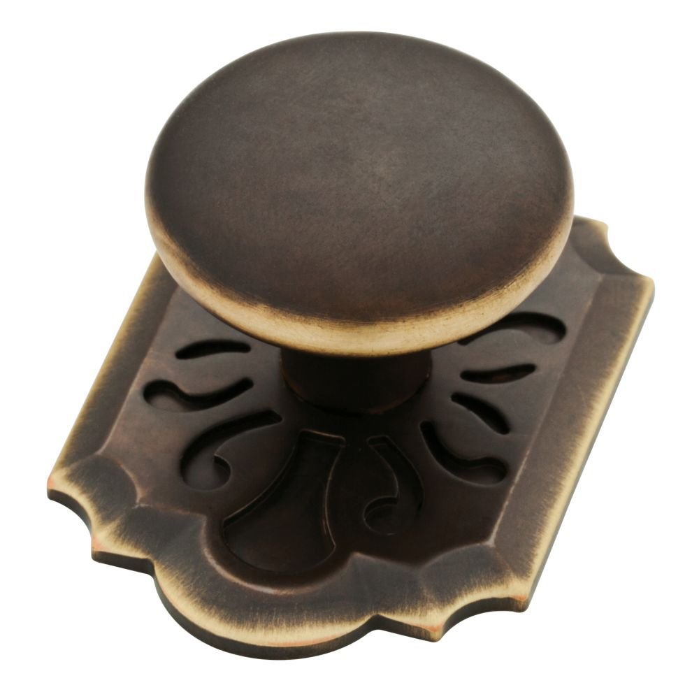 Knob with Backplate in Bronze with Gold Highlights