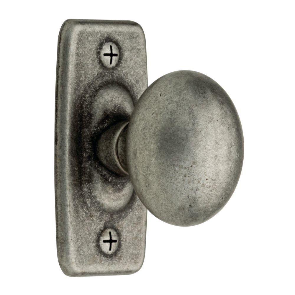 Knob with Backplate in Tumbled Pewter