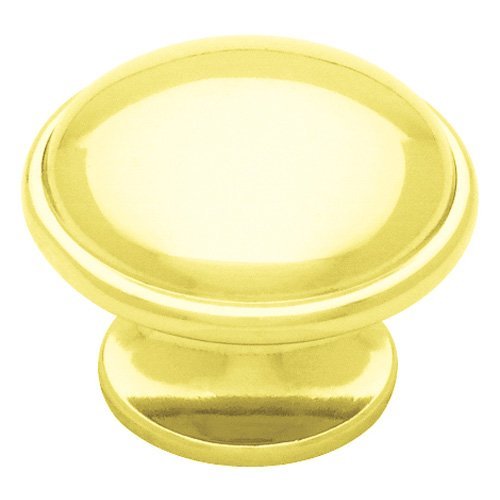 Wide Base Round Knob in Plated Brass