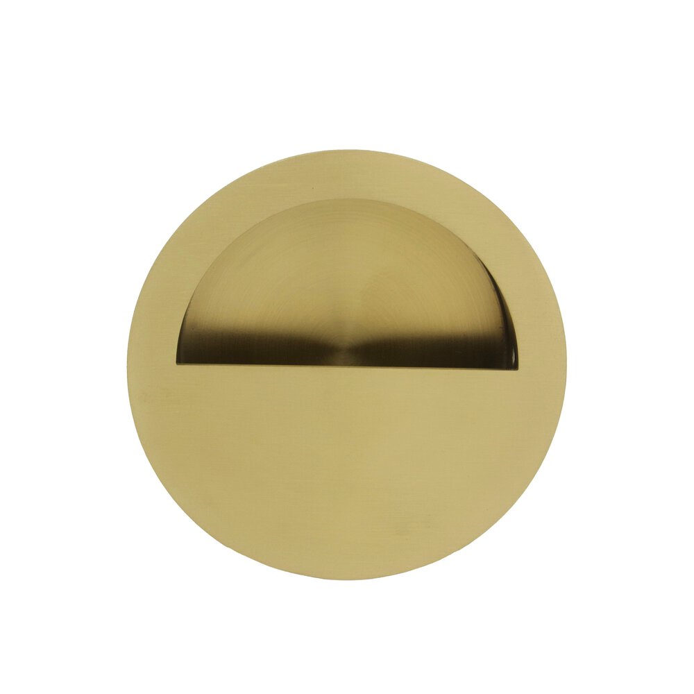 3 1/2" Diameter Recessed Pull with Half Moon in Satin Brass