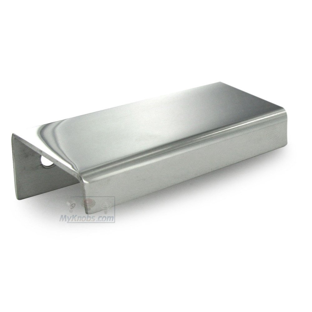 3" (75mm) Long 3/8" Squared Drop Down Back Mounted Edge Pull in Polished Stainless Steel