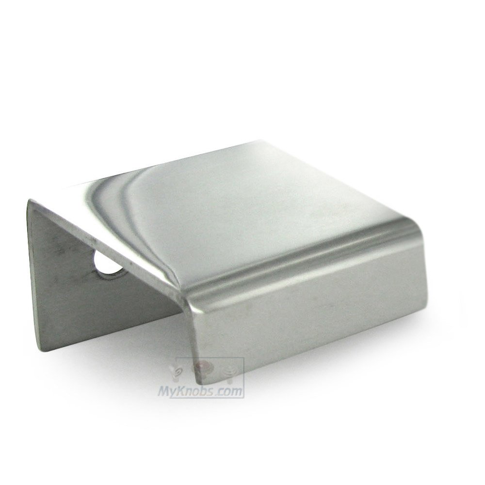1.375" Long 3/8" Squared Drop Down Back Mounted Edge Pull in Polished Stainless Steel