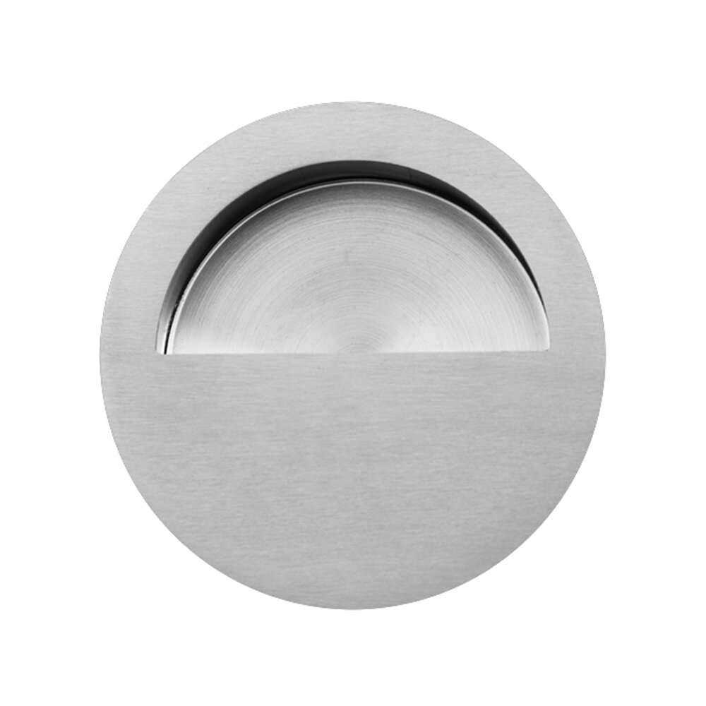 3 1/2" Diameter Recessed Pull with Half Moon in Satin Stainless Steel