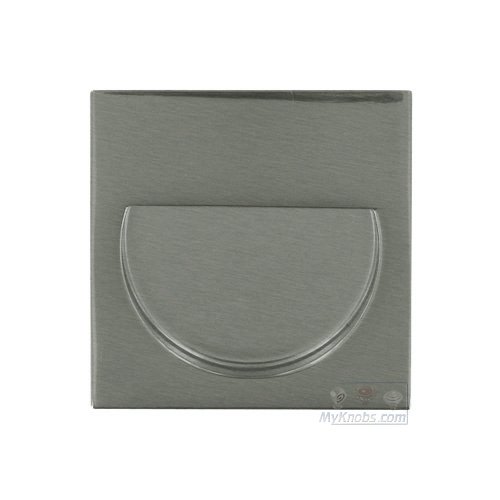 1 3/4" Square Recessed Pull with Half Moon Cut-Out in Satin Stainless Steel