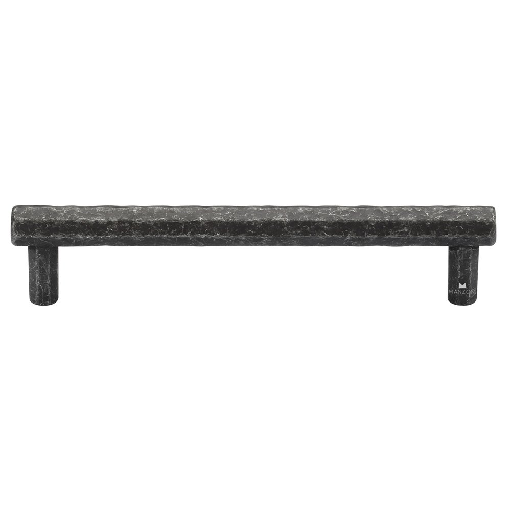 5 1/16" Centers Hammered Cabinet Pull in Vintage Black Iron