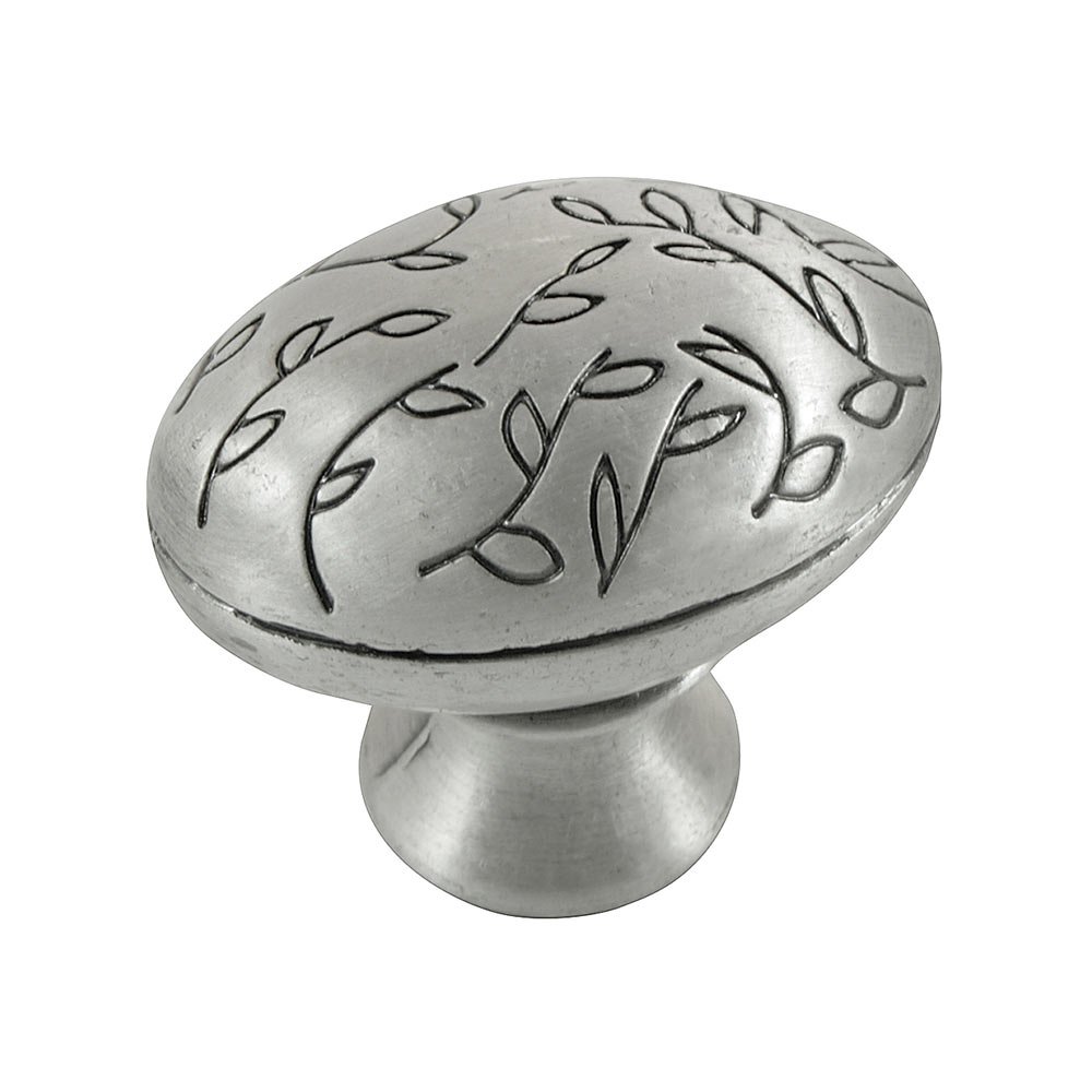 1 1/2" Egg Knob in Satin Silver Antique