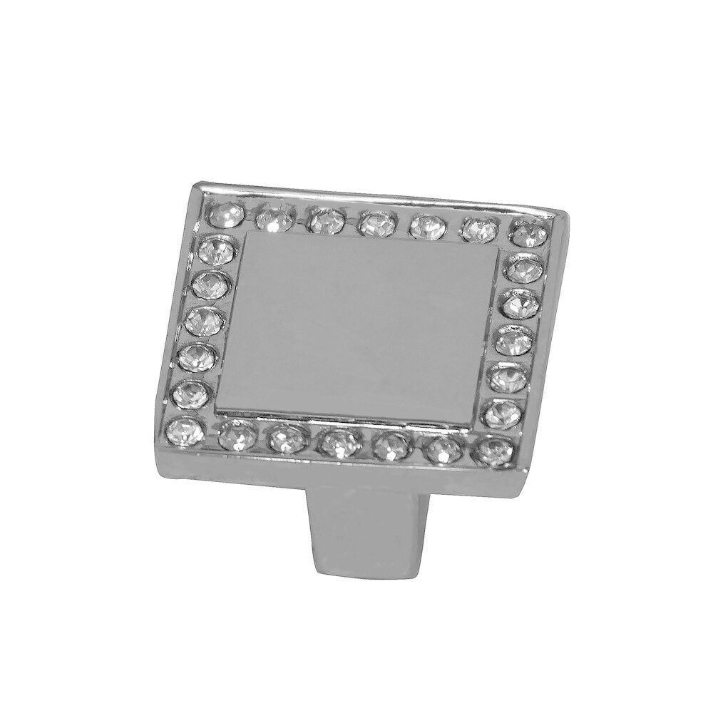 Square Knob in Polished Chrome/Crystal
