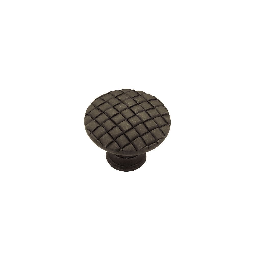 Basket Weave Knob - 1 1/8 " Distressed Oil Rubbed Bronze