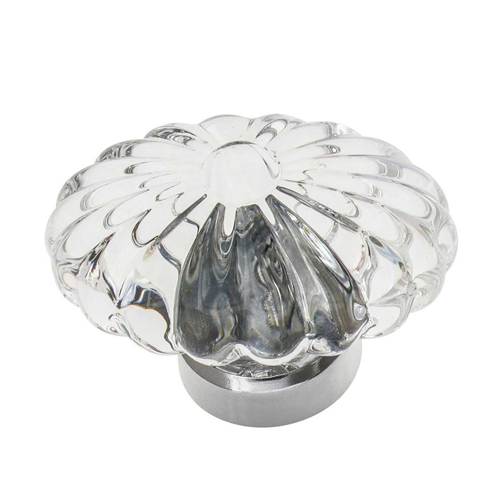 1 3/4" Oval Fluted Crystal Cabinet Knob in Bright Chrome