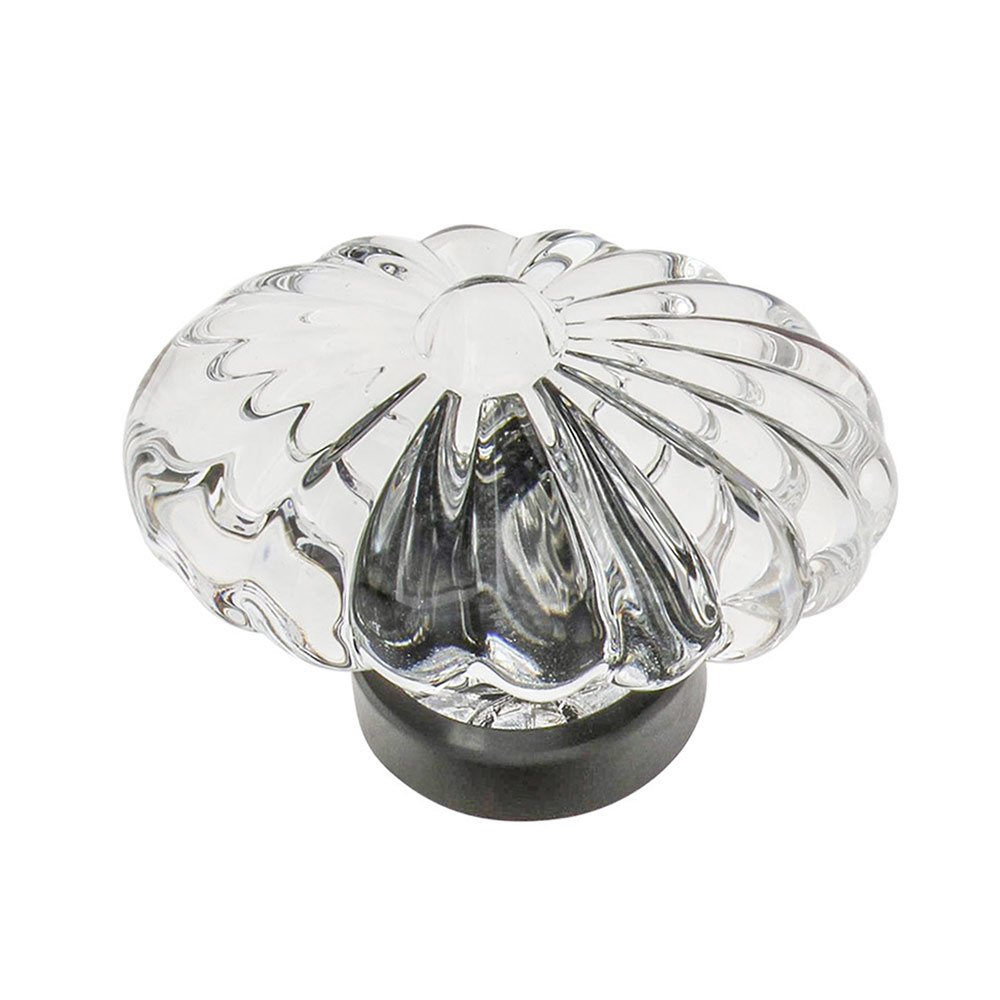 1 3/4" Oval Fluted Crystal Cabinet Knob in Timeless Bronze