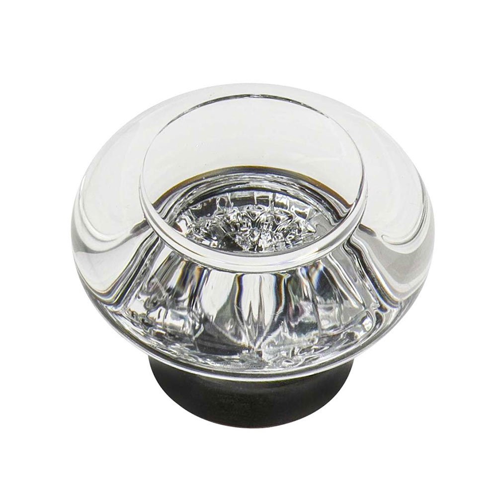 1 3/8" Diameter Clear Crystal Cabinet Knob in Timeless Bronze