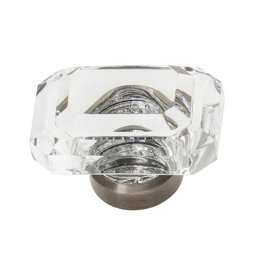 1 9/16" Baguette Cut Clear Crystal Cabinet Knob in Antique Pewter