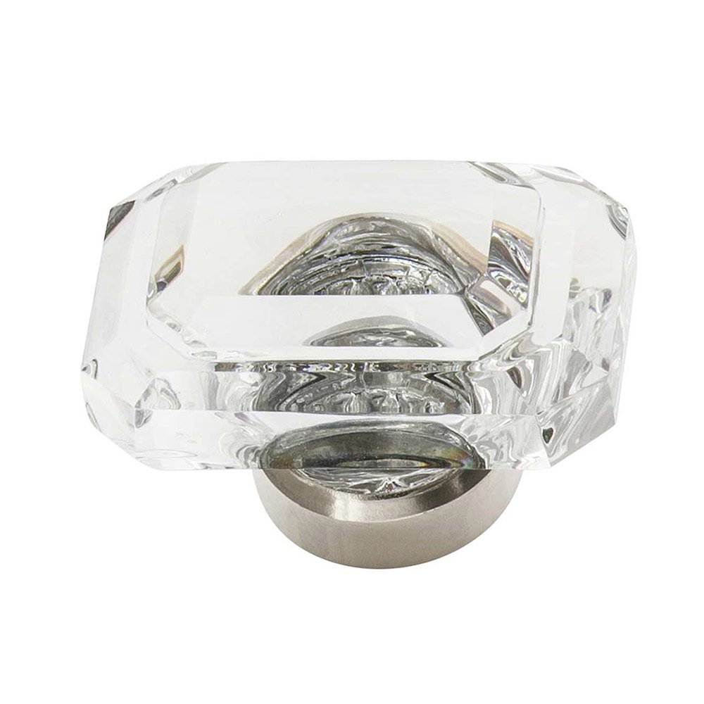 1 9/16" Baguette Cut Clear Crystal Cabinet Knob in Polished Nickel