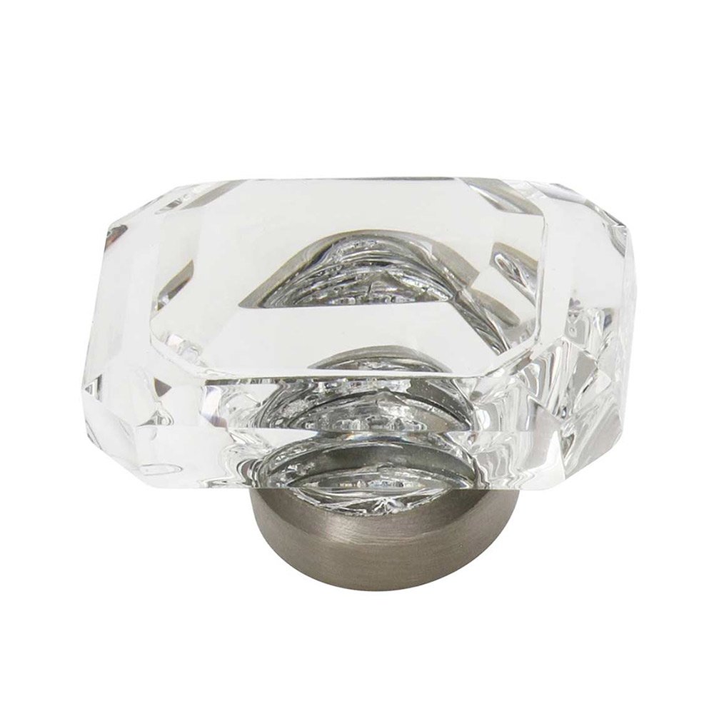 1 9/16" Baguette Cut Clear Crystal Cabinet Knob in Satin Nickel