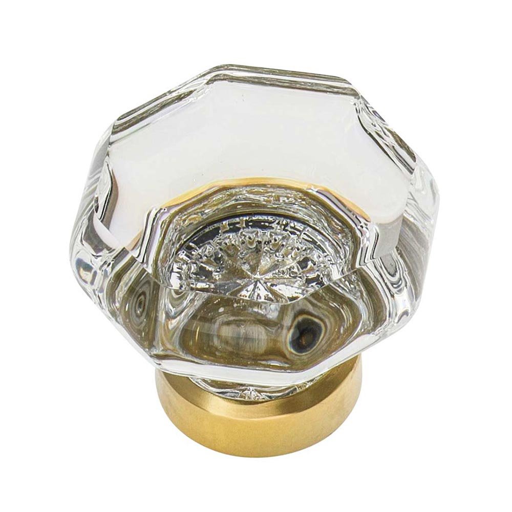 1 3/8" Waldorf Crystal Cabinet Knob in Unlacquered Brass