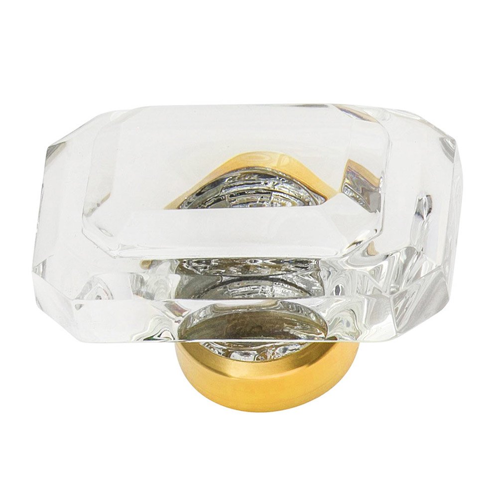 1 3/4" Baguette Cut Crystal Cabinet Knob in Polished Brass