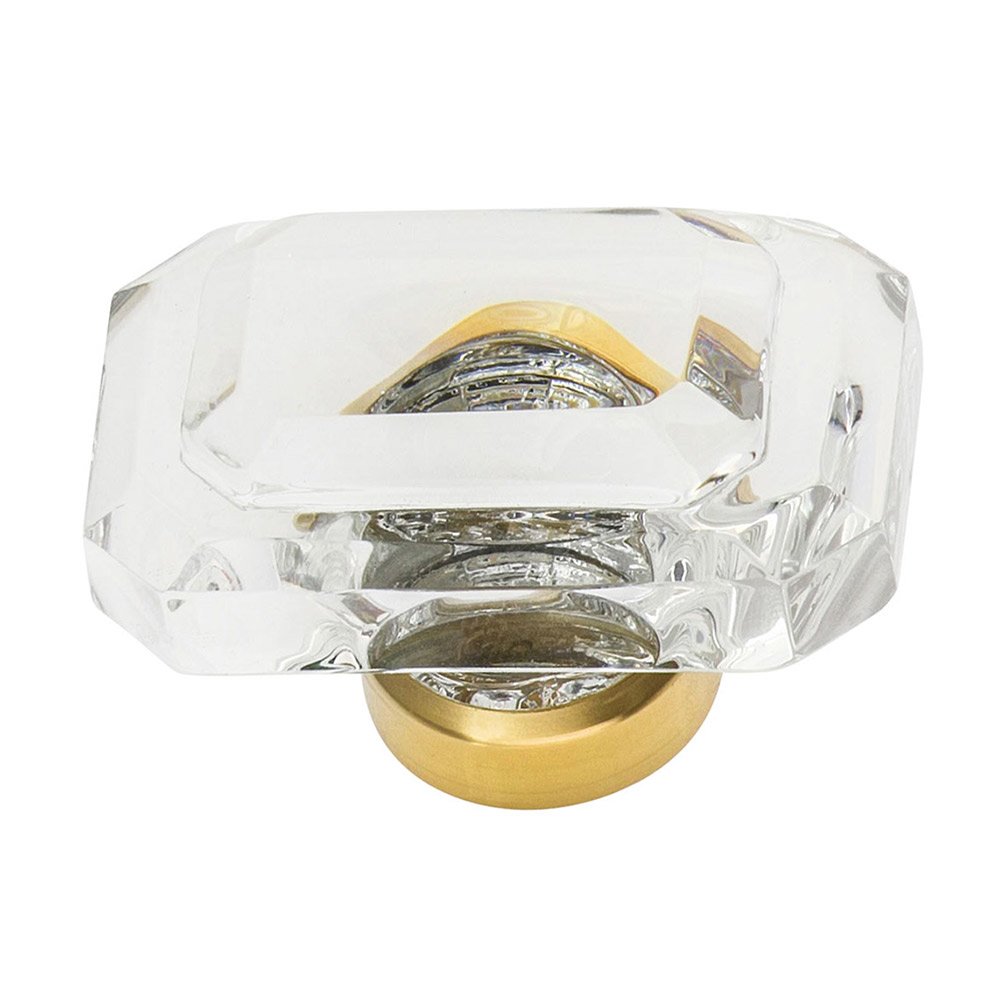 1 3/4" Baguette Cut Crystal Cabinet Knob in Unlacquered Brass