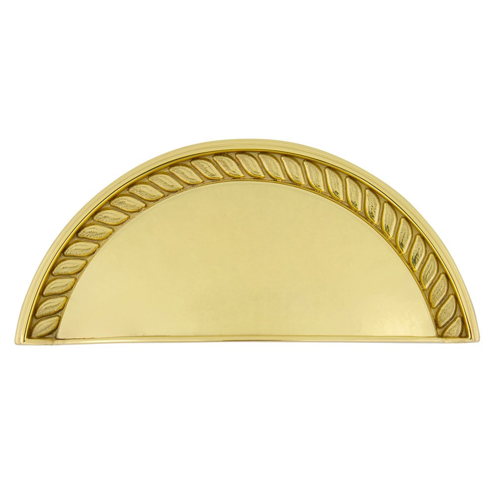 3" Centers Rope Cup Pull in Polished Brass