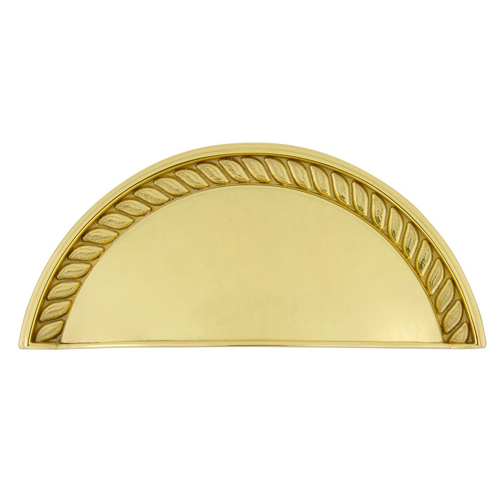 3" Centers Rope Cup Pull in Unlacquered Brass