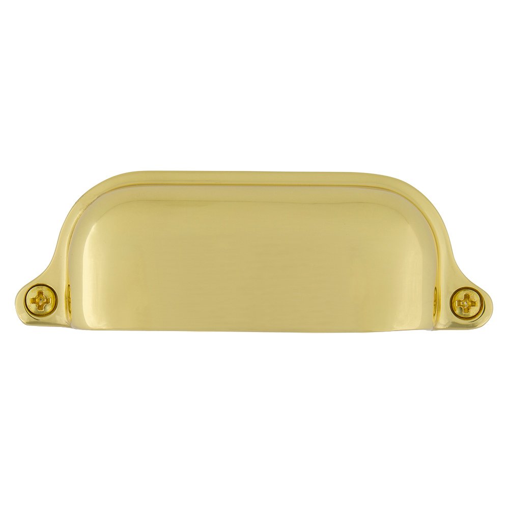 3 1/2" Centers Large Farm Cup Pull in Polished Brass