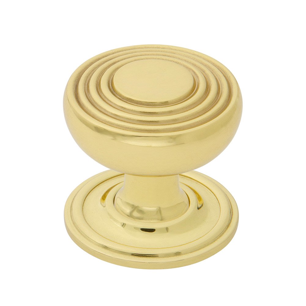 Deco Brass 1 3/8" Cabinet Knob with Classic Rose in Polished Brass