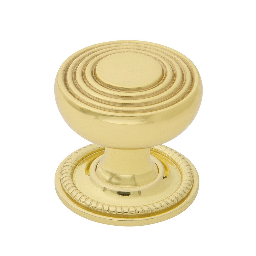 Deco Brass 1 3/8" Cabinet Knob with Rope Rose in Polished Brass