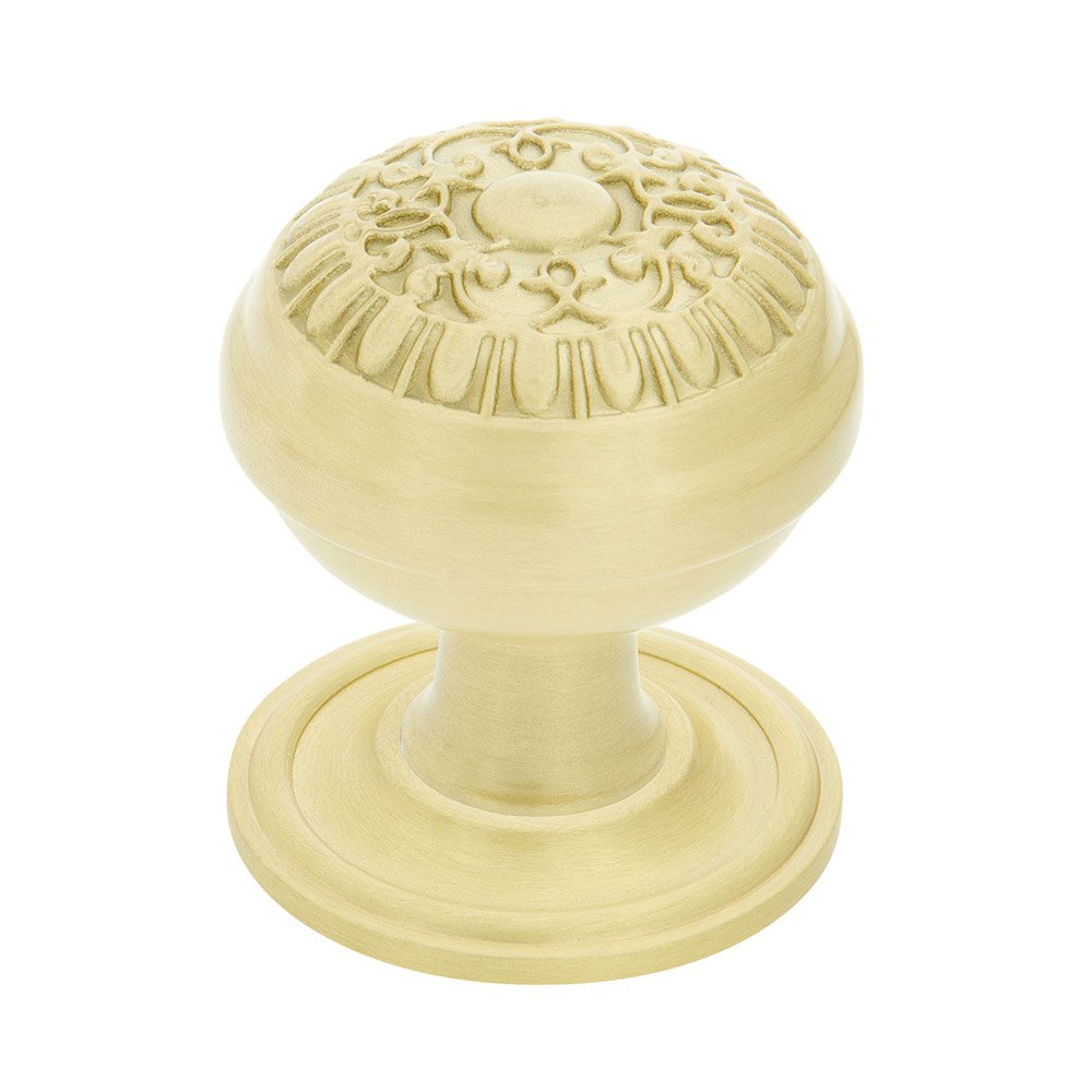 Egg And Dart Brass 1 3/8" Cabinet Knob with Classic Rose in Satin Brass