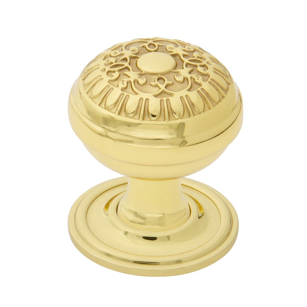 Egg And Dart Brass 1 3/8" Cabinet Knob with Classic Rose in Unlacquered Brass