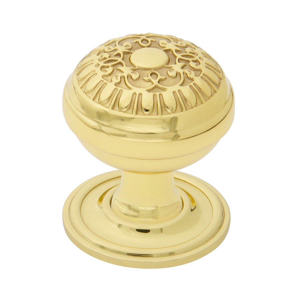 Egg And Dart Brass 1 3/8" Cabinet Knob with Classic Rose in Polished Brass
